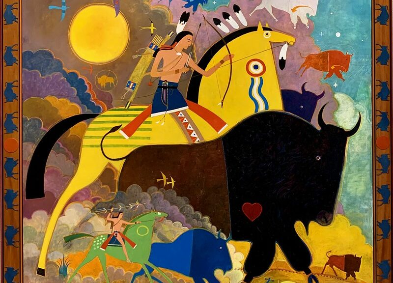 painting with buffalo (symbol) of abundance, generosity, and manifestation)