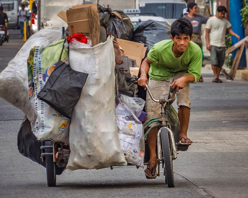 pedicab with huge load of recycled material