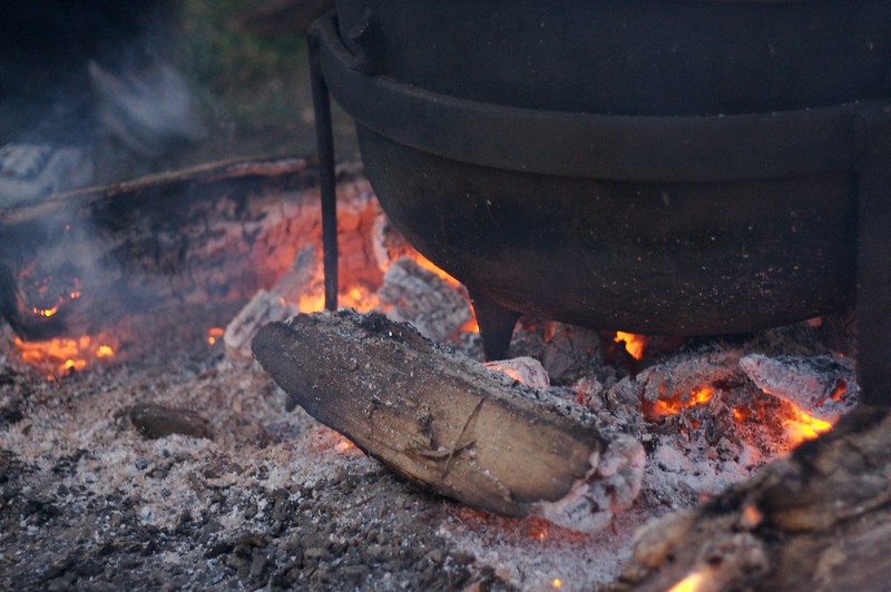 soup pot on a fire illustrates story
